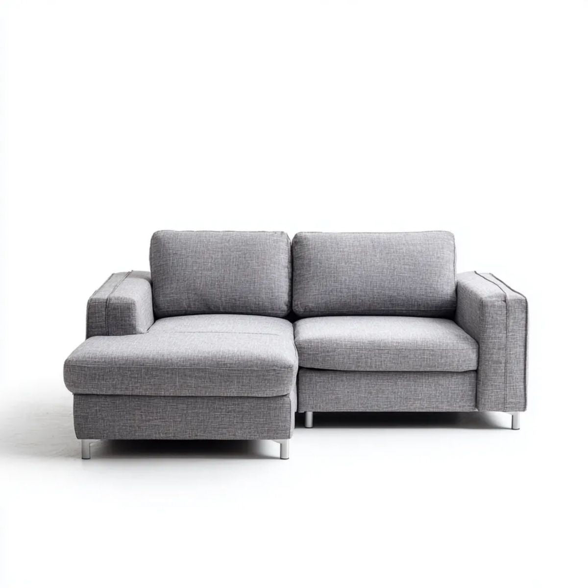 Sofa, Odwracalna sofa 3 szary poliester z szezlongiem, 200 x 145 x 85 cm