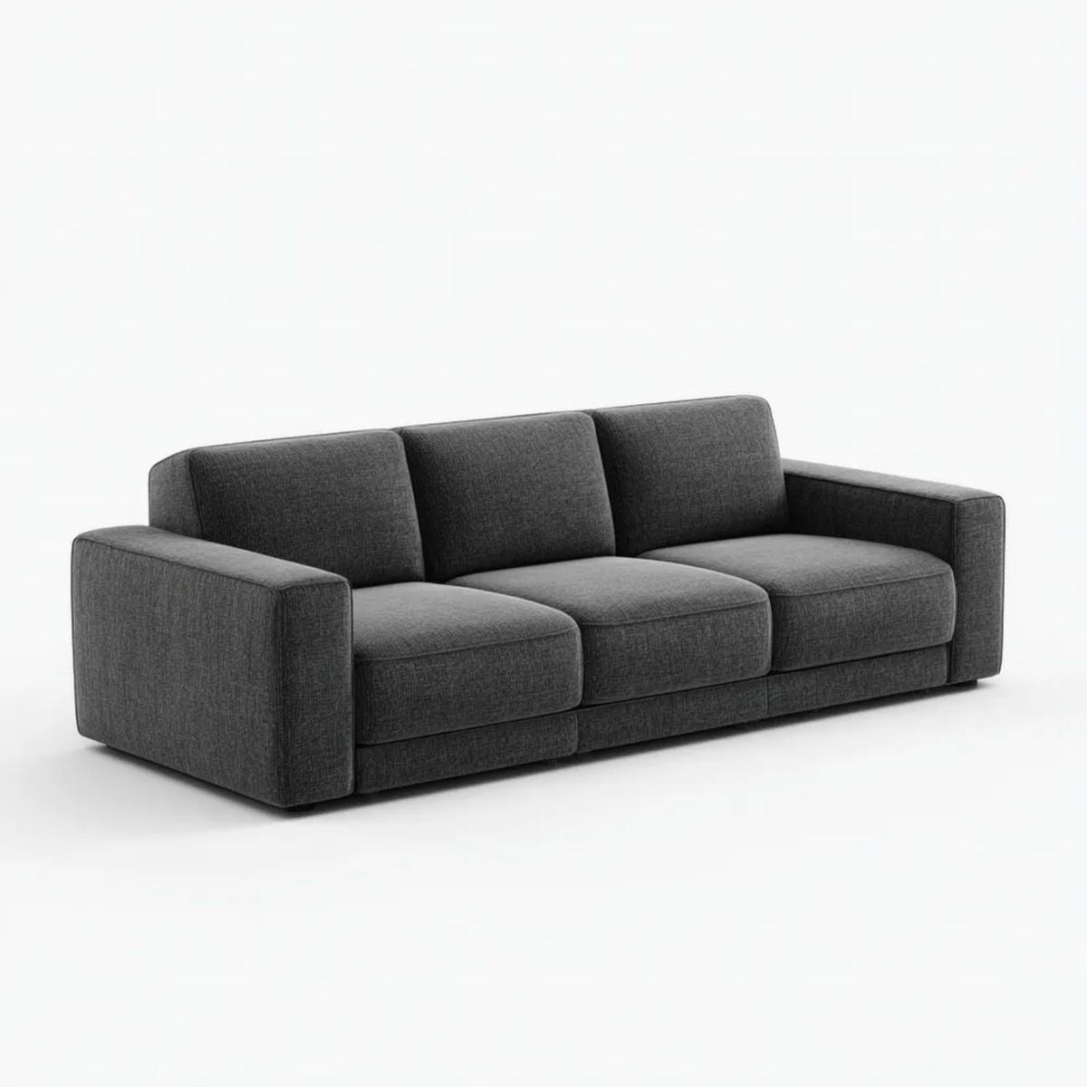 Sofa, 3-osobowa do siedzenia na płasko, prosto na sofie, szary poliester 230 x 95 x 85 cm