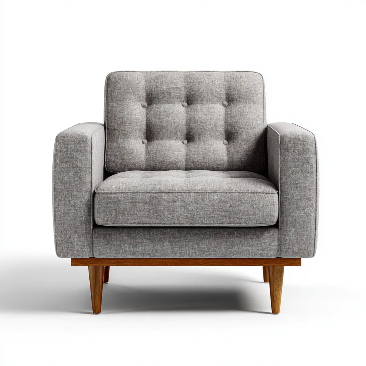 Fotel tapicerowany szary 86 x 84 x 88 cm w poliestrze z prostokątnymi nogami z litego drewna