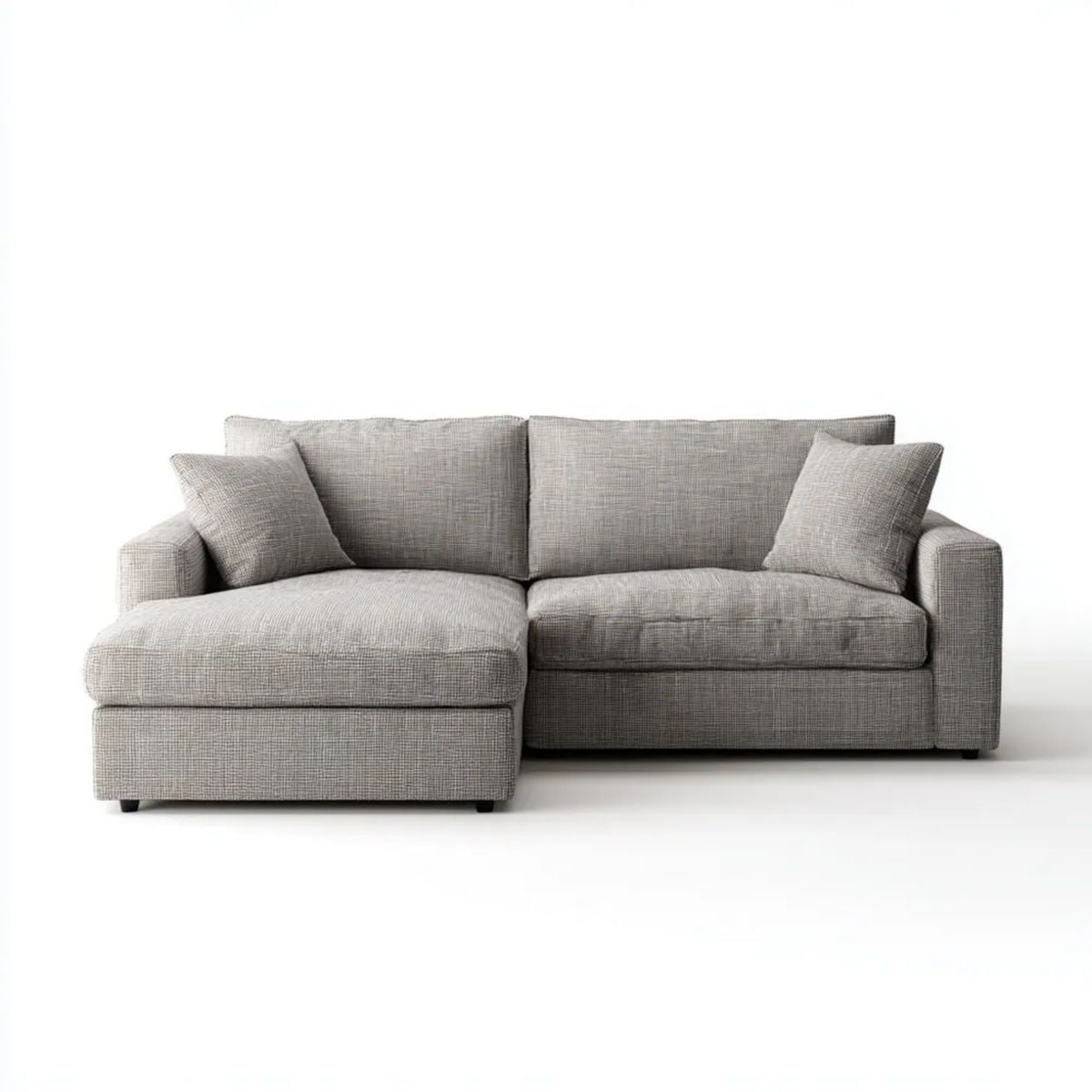 Sofa, 3-osobowa w lewo narożnik w szarym kolorze porcelana poliester sofa 240 x 160 x 85 cm