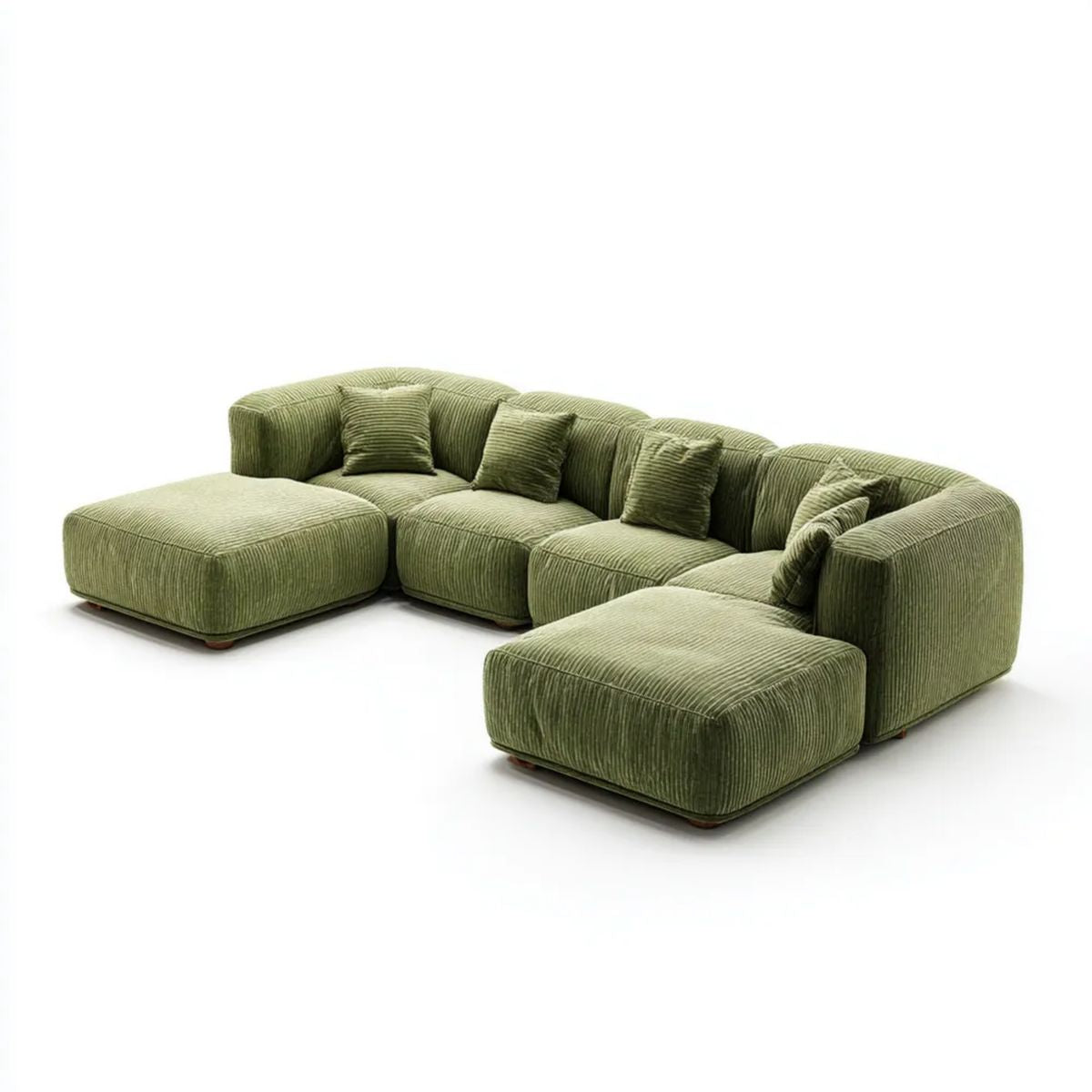 Sofa z regulowaną oliwą z oliwek zielona w poliestrze żelowana pigmentowa z 2 woufs, 300 x 230 x 78 cm