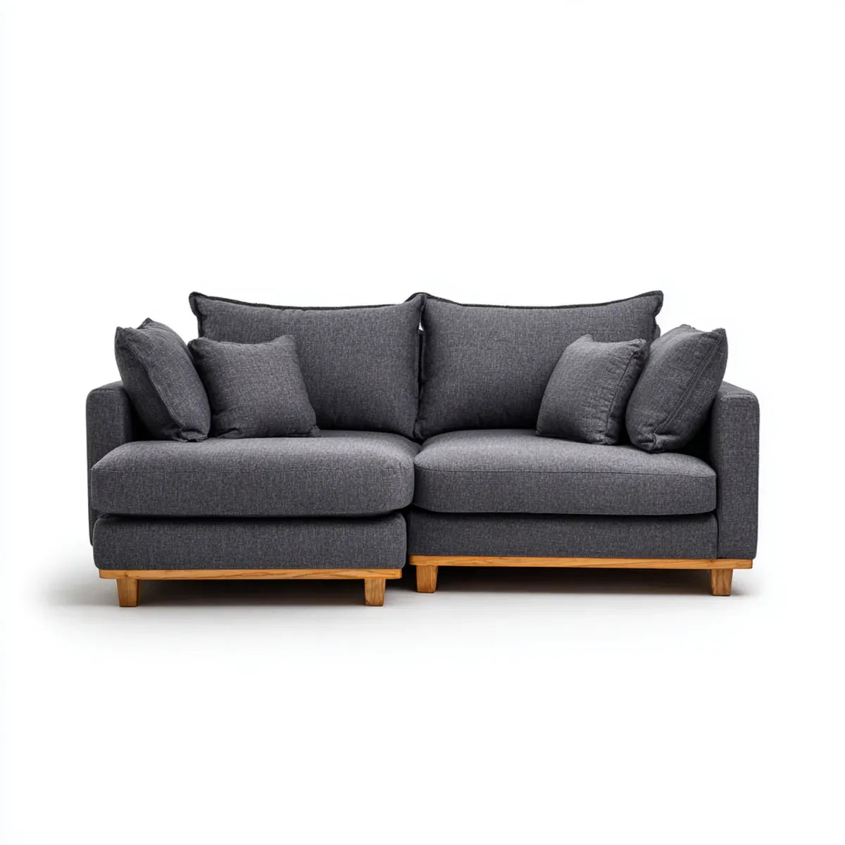 Sofa, 2-kanapa fotela ciemnoszary 200 x 95 x 85 cm poliester lite drewno prostokątne