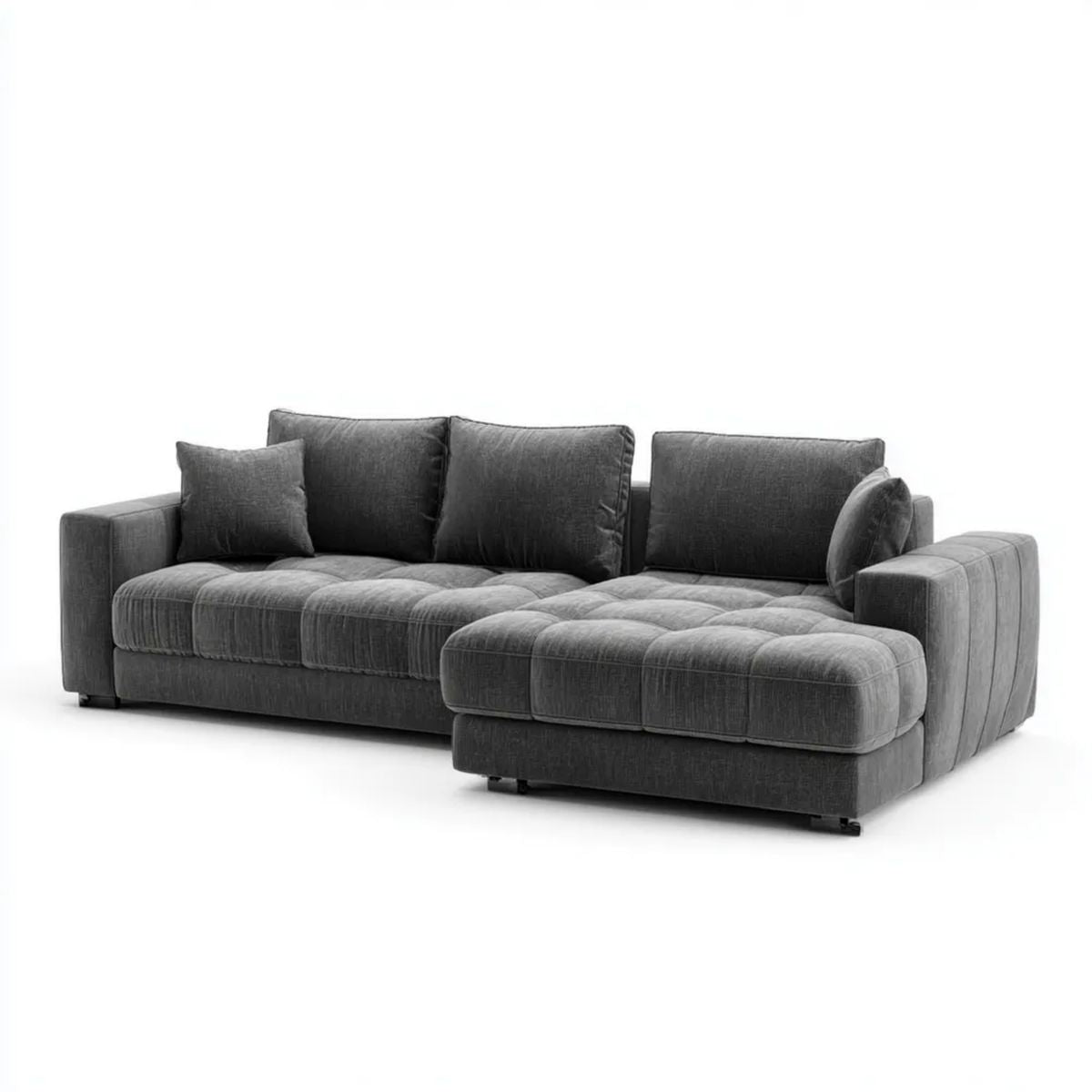 Sofa, Antracyt szara poliestrowa sofa z melidyanem prostym, meliksir L, 280 x 160 x 85 cm