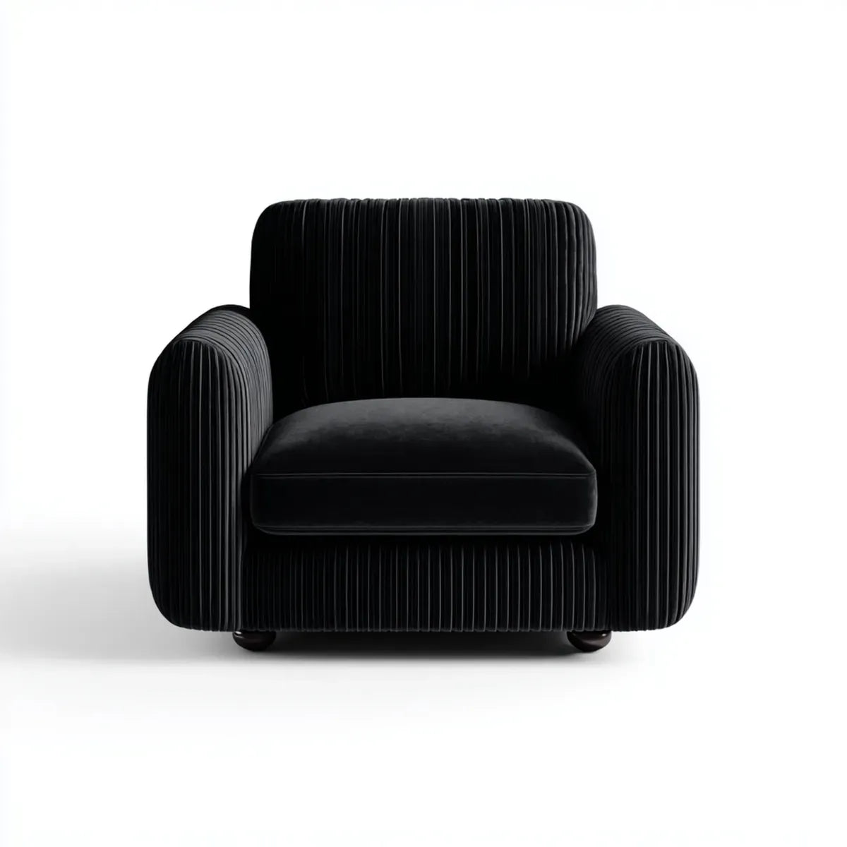 Fotel, Czarny fotel w salonie 95 x 90 x 78 cm w poliestrowym aksamicie z wyściełanym siedzeniem