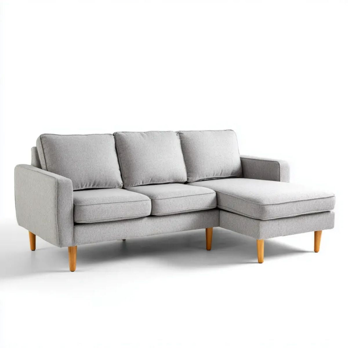Sofa, 3-osobowa poliestrowy sofa z szezlongiem w prawo 220 x 145 x 85 cm