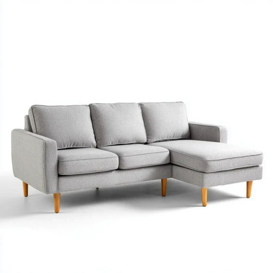 Sofa, 3-osobowa poliestrowy sofa z szezlongiem w prawo 220 x 145 x 85 cm