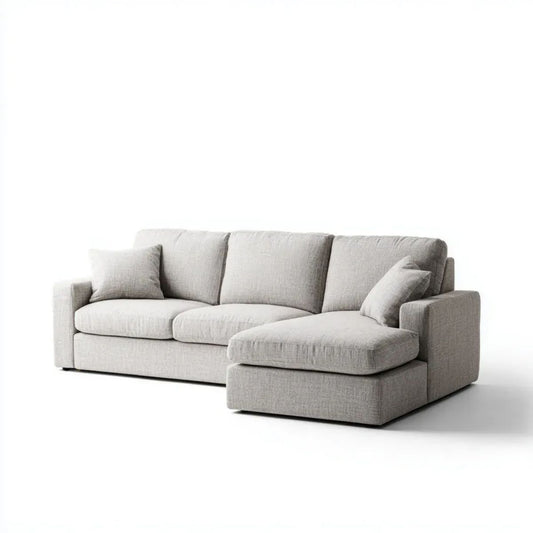 Sofa, 3-osobowa sofa z syrop z syrop z mereny w poliestru beżowym, 260 x 165 x 85 cm