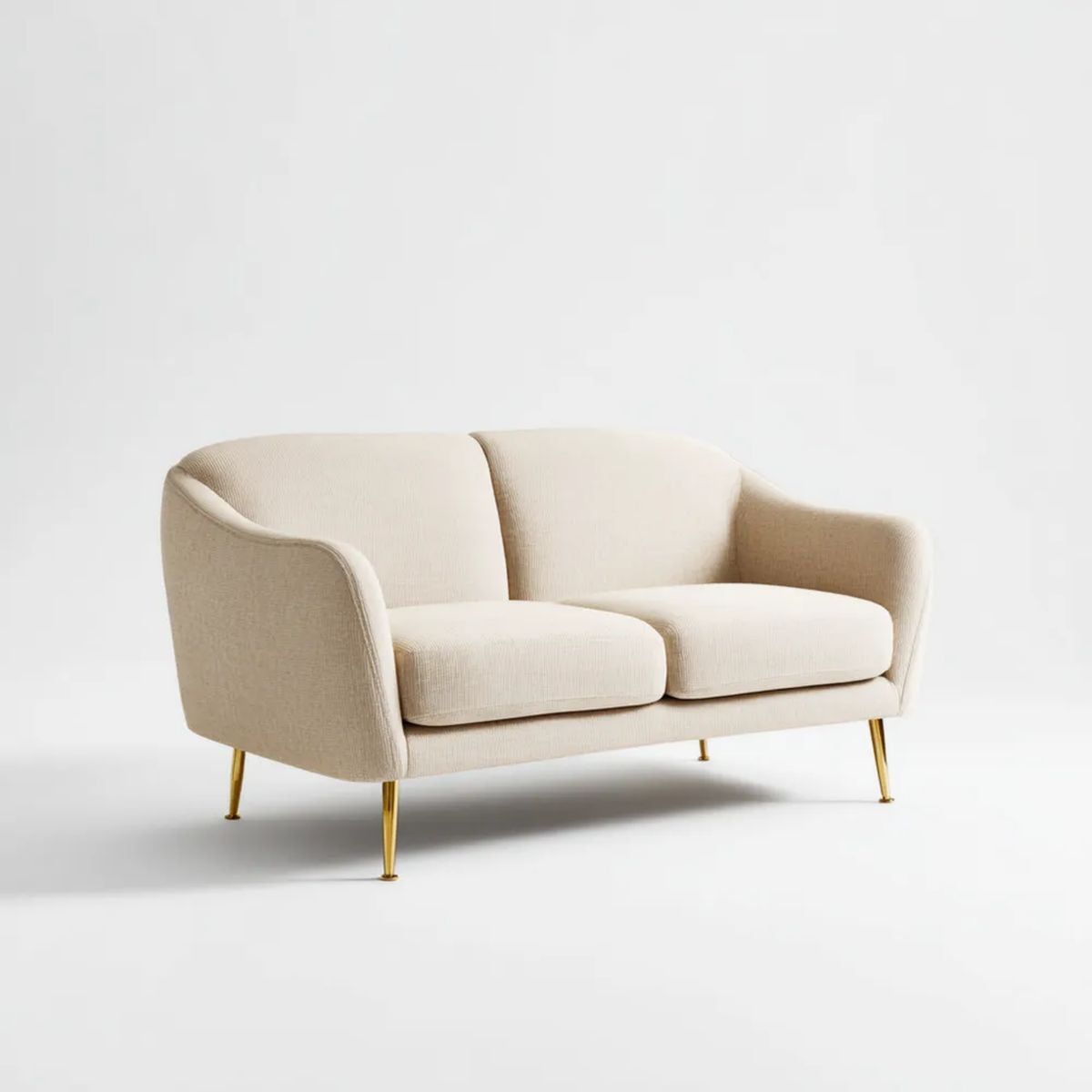 Sofa, 2-osobowa w sofie w tekturowej poliestrze z -złotem ze stali -leg, 150 x 82 x 78 cm