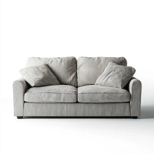 Sofa, 2-fotela szara 170 x 90 x 88 cm prostokątna sznur poliestrowy