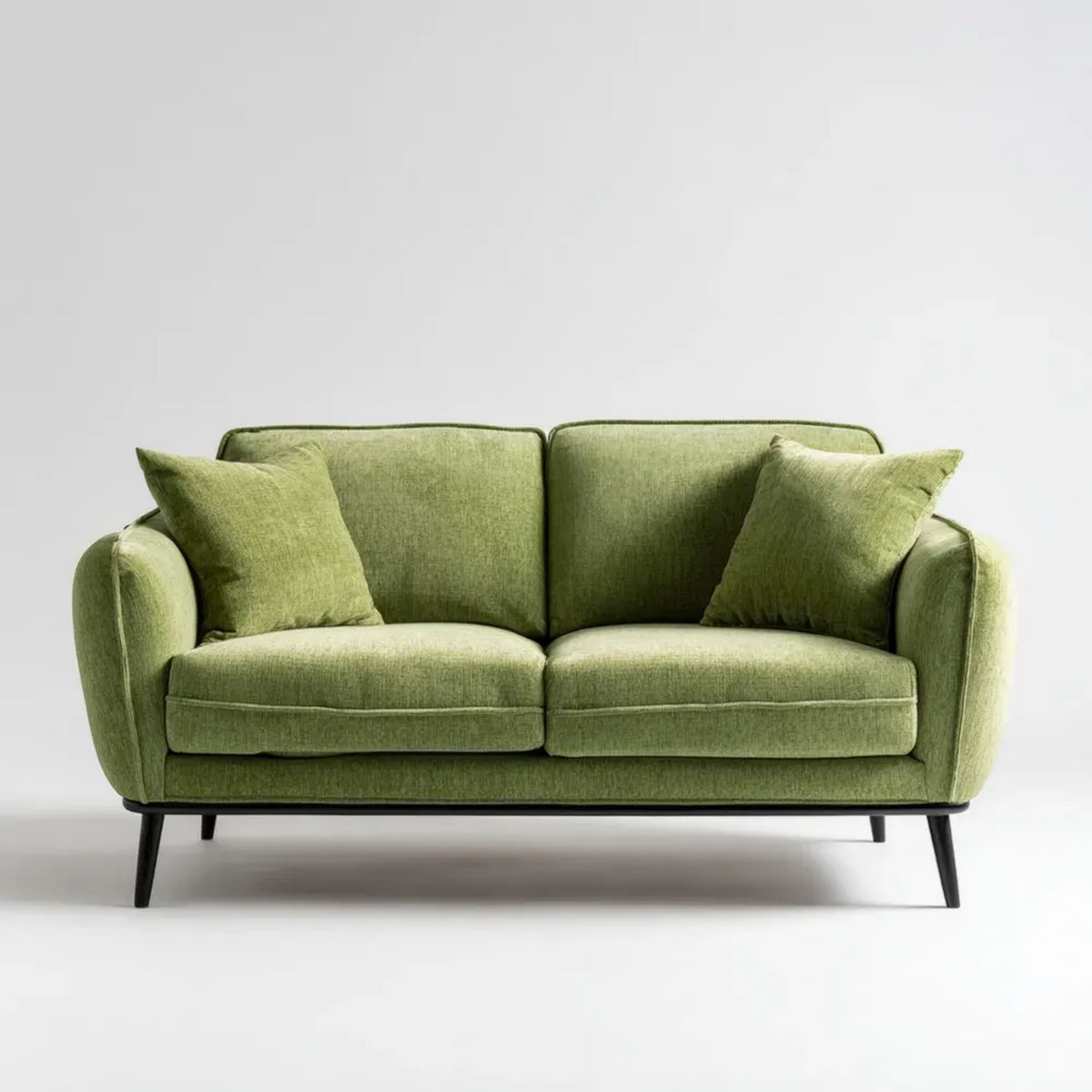 Sofa, 2-osobowa sofa w poliester oliwa oliwkowa zielona z metalową dekolt, 160 x 85 x 85 cm