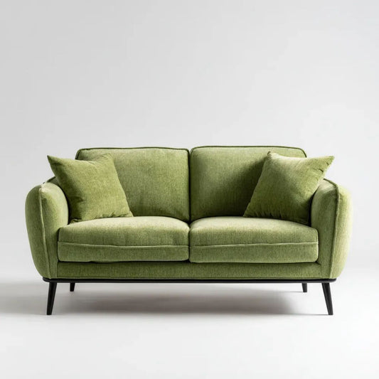 Sofa, 2-osobowa sofa w poliester oliwa oliwkowa zielona z metalową dekolt, 160 x 85 x 85 cm