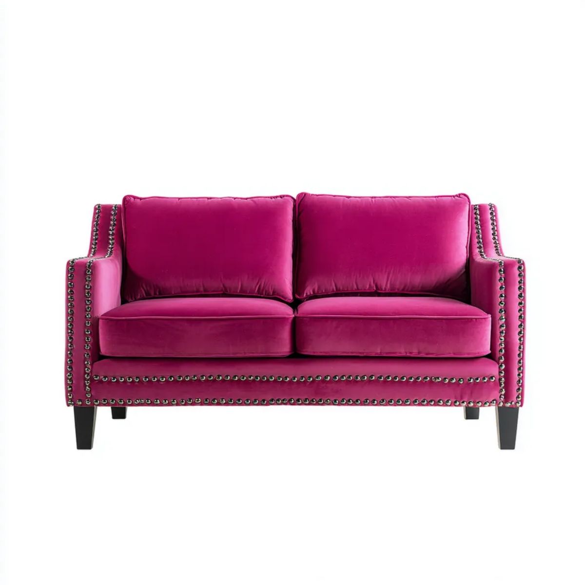 Sofa, 2-osobowa sofa w fuksji betonvelt i czarny, 150 x 85 x 90 cm
