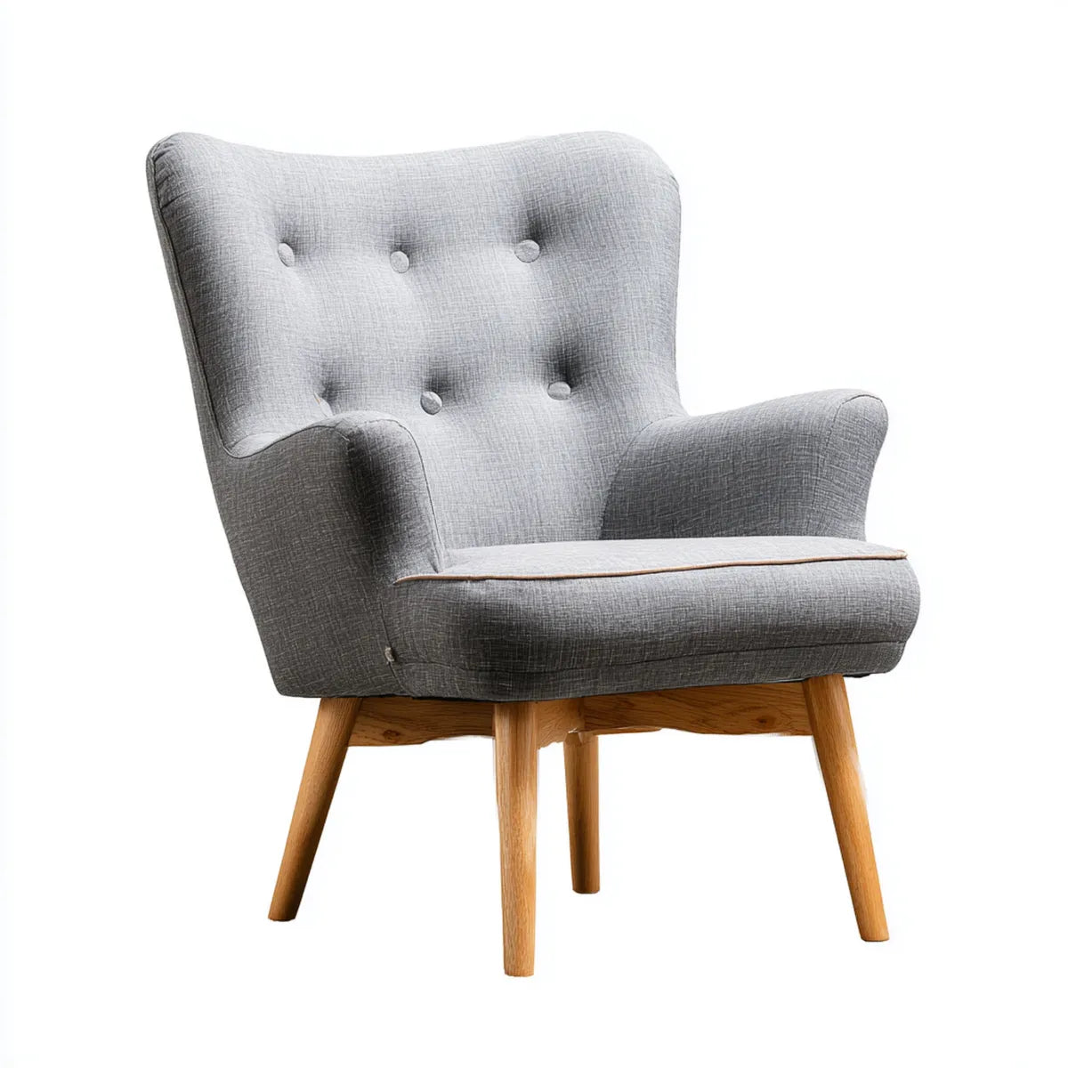 Fotel, Szary fotel relaksacyjny z podłokietnikami 72 x 78 x 101 cm w poliestrze i w kształcie litego drewna