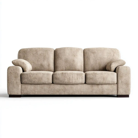 Sofa, 3-osobowa w beżowej tkaniny, fotelik, 220 x 95 x 85 cm