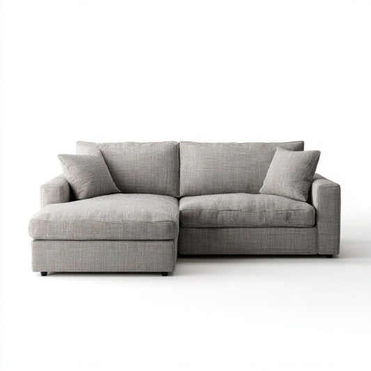 Sofa, 3-osobowa w lewo narożnik w szarym kolorze porcelana poliester sofa 240 x 160 x 85 cm