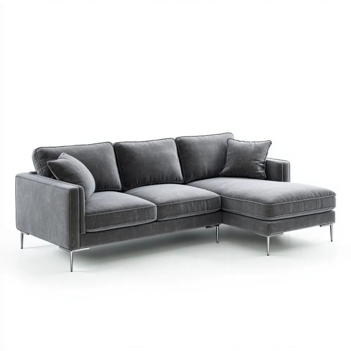 Sofa, 3-osobowa w kolorze siwym narożnik sofa w poliestrze wiklinowy szary, 260 x 160 x 85 cm