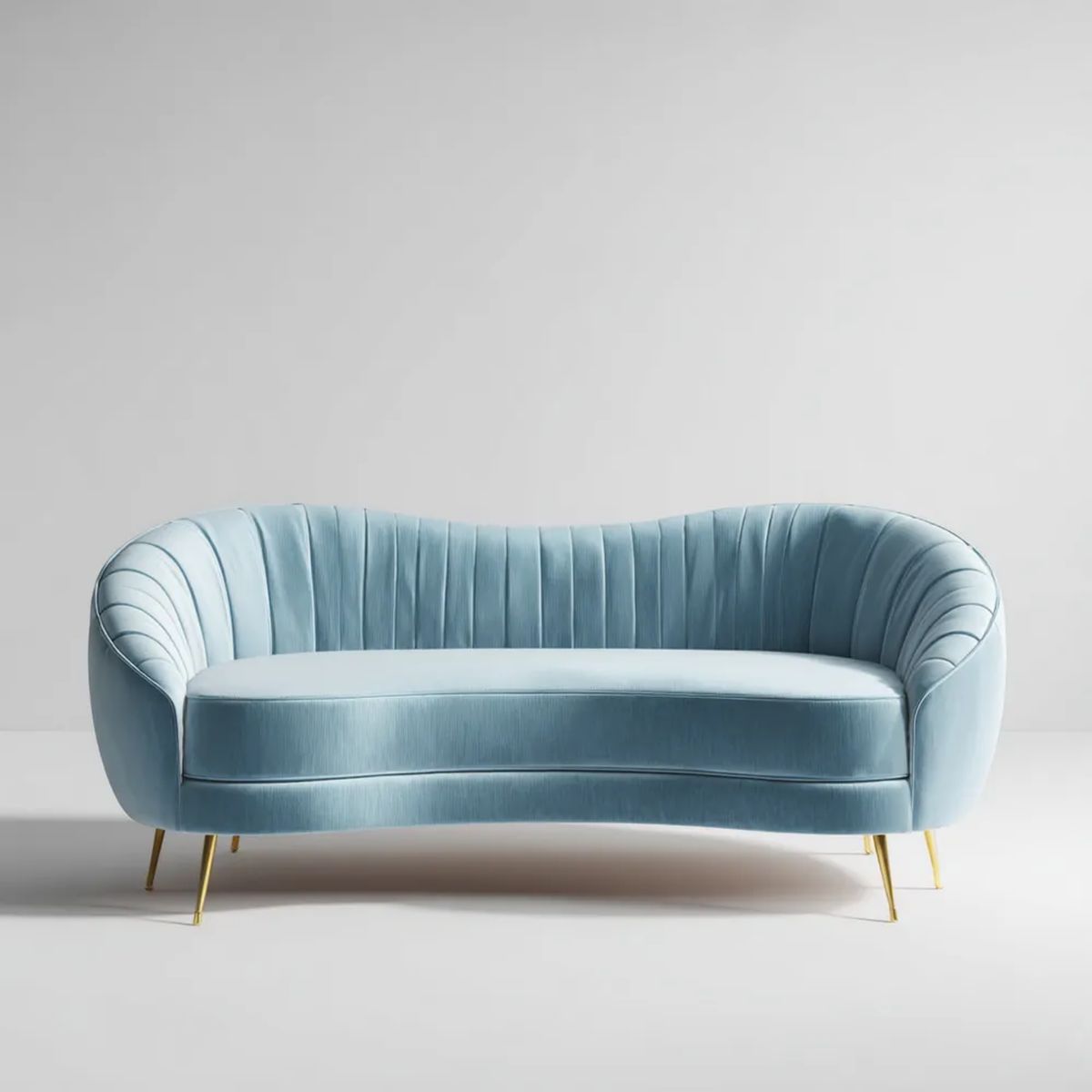 Sofa, 2-osobowa w sofie w sofie w solance jasnoniebieskim z metalową stopą, 170 x 82 x 78 cm