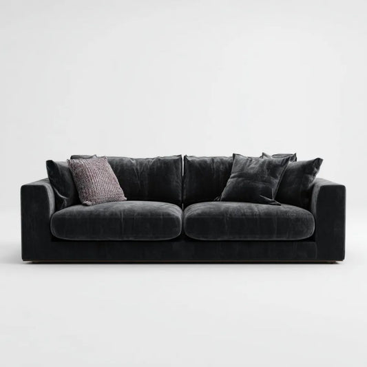 Sofa, 2-osobowa poliester flavvelvet czarny sofa, 220 x 95 x 82 cm