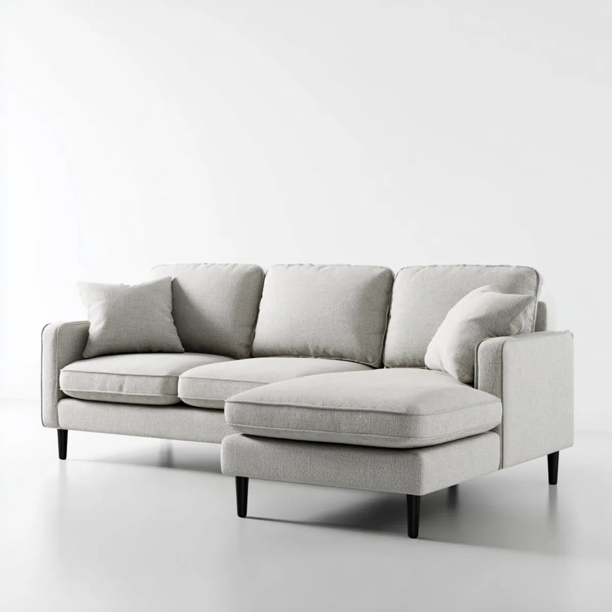Sofa, Kanapa narożna z rekamami na prawej szarej 240 x 160 x 85 cm poliestrowej stali na bazie drewna