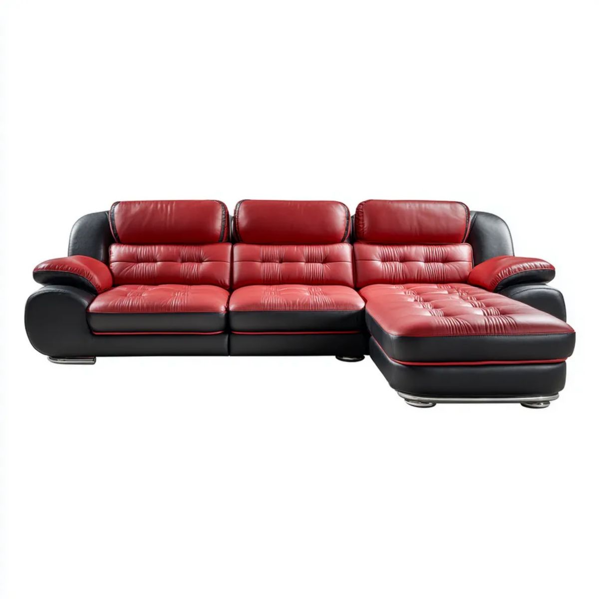 Sofa, 3-osobowa w kolorze czarnym i czarnym w kolorze syntetycznym, 280 x 165 x 90 cm
