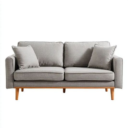 Sofa, Szara sofa z litego drewna, w poliestrze, 160 x 85 x 85 cm