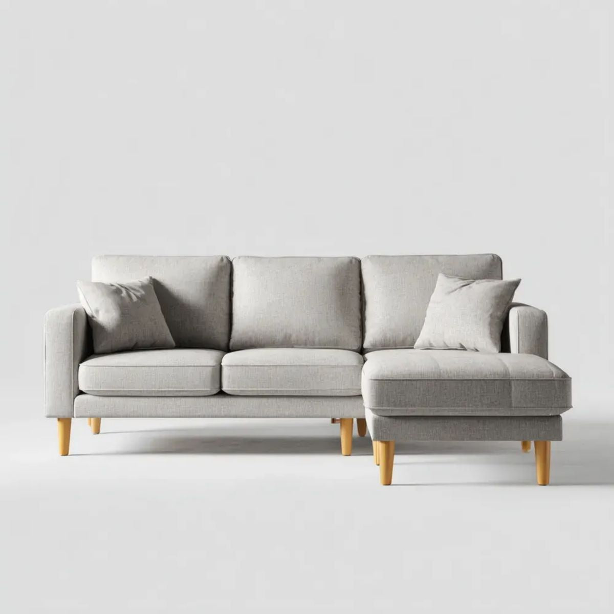 Sofa, 3-osobowa wyprostowany narożnik sofa w kolorze jasnoszarym poliester, kolor: naturalny, 220 x 150 x 85 cm