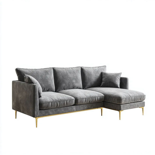 Sofa, 3-osobowa w kolorze białym, w kolorze L, w kolorze grejpfrutowym, antracyt z metalowym, złotym, metalowym, nóżkami 240 x 160 x 85 cm
