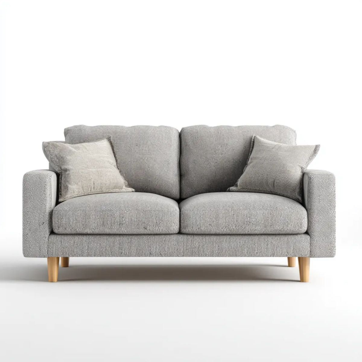 Sofa, Szara sofa z litego drewna, w poliestrze, 160 x 85 x 85 cm