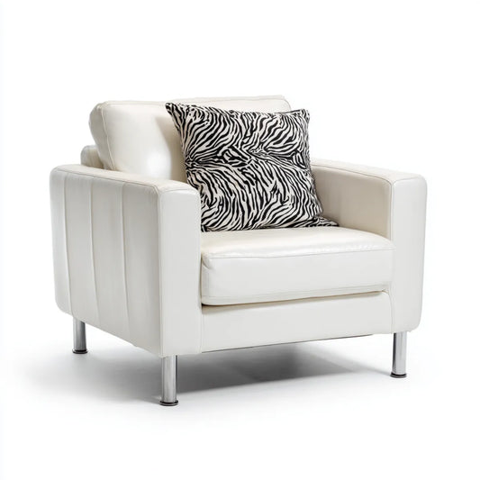 Fotel biały 92 x 86 x 85 cm PU- sztuczna skóra prostokątna