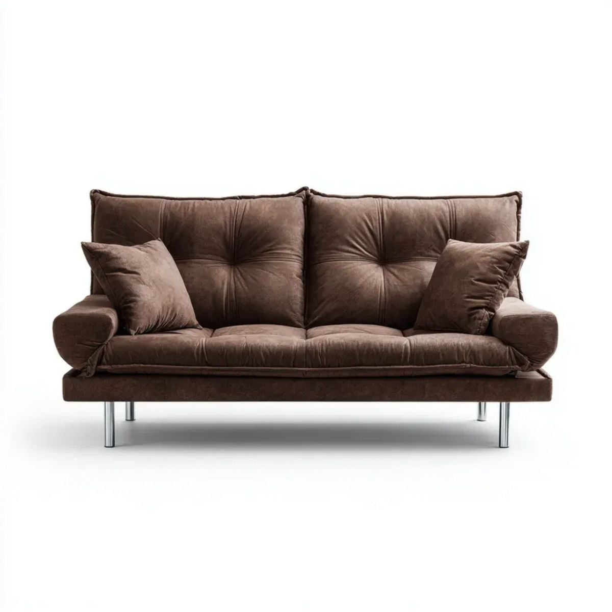 Sofa, Prosta sofa 2 brązowe fotele w poliestrowym mikrofibrze 180 x 90 x 85 cm